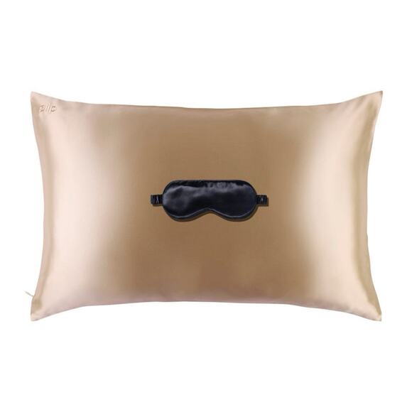 Slip Beauty Sleep Gift Set Caramel Pillowcase and Black Sleep Mask Open Box - Picture 1 of 5